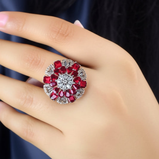40195 Cz Adjustable Ring Ruby