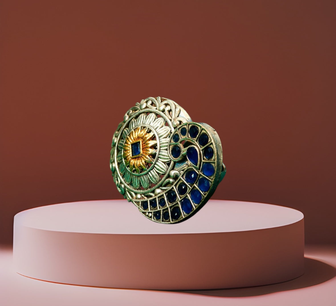 807624 Ring With Oxidised Plating Blue