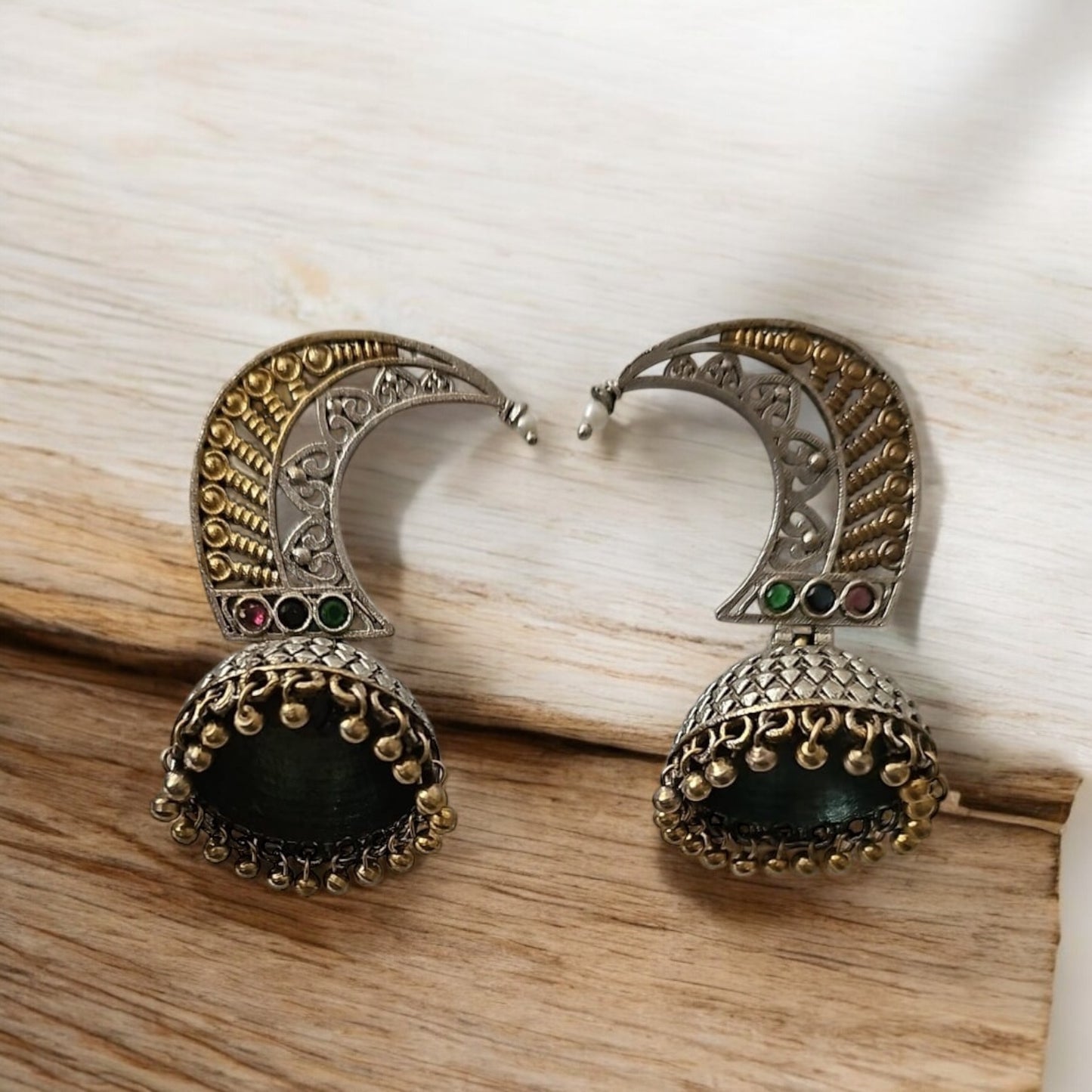 35275 Pretty Precious Fashion Oxidised Silver Stylish Party Wear Earrings for Women and Girls