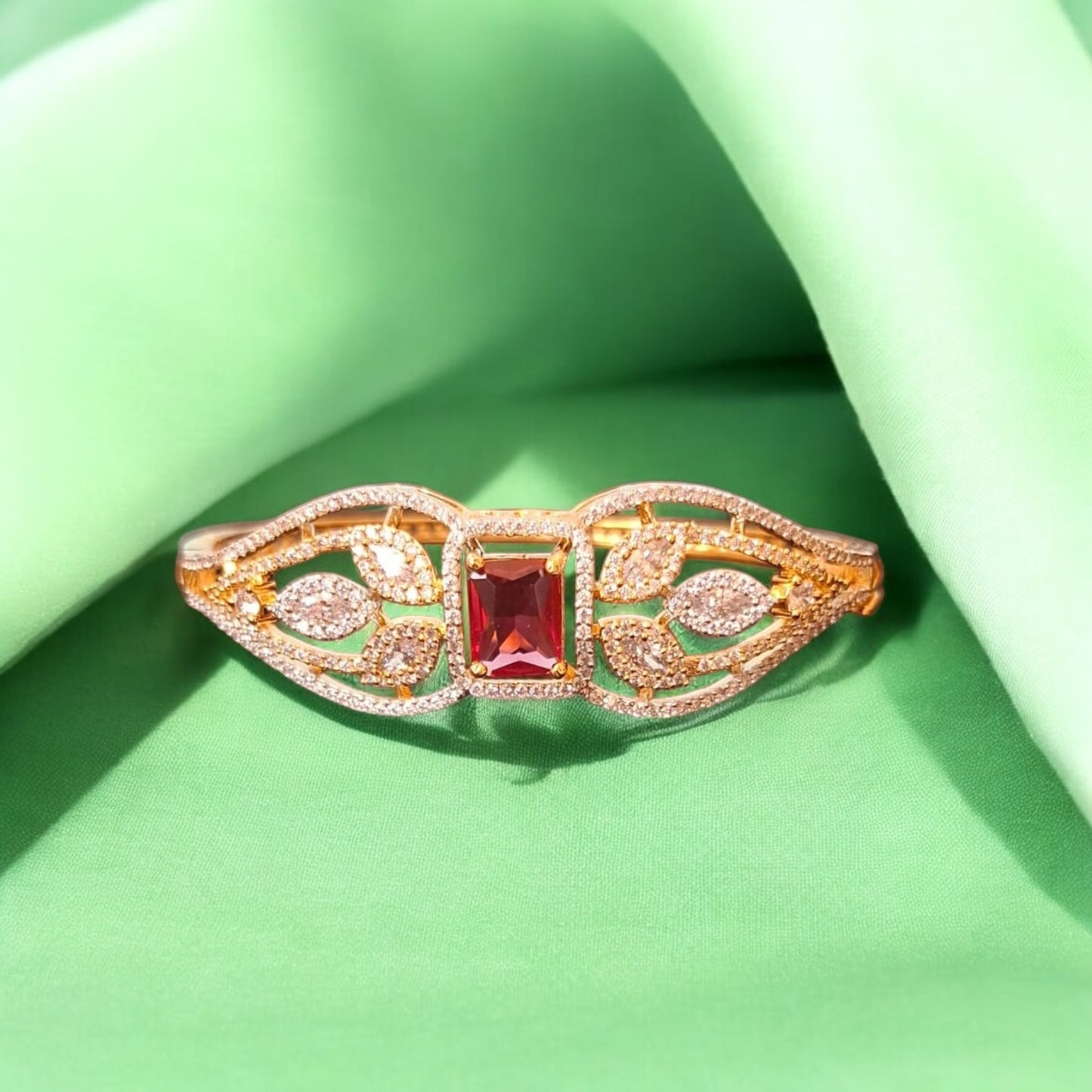 436856 Cubic Zirconia Classic Kada With Gold Plating-Ruby