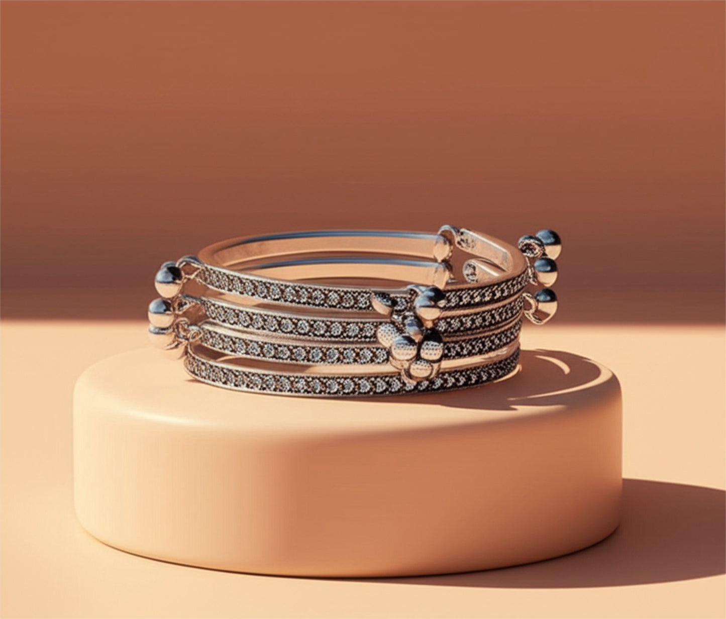 92009-KDO Bangles With Oxidised Plating (set of 4) -Size 2.4