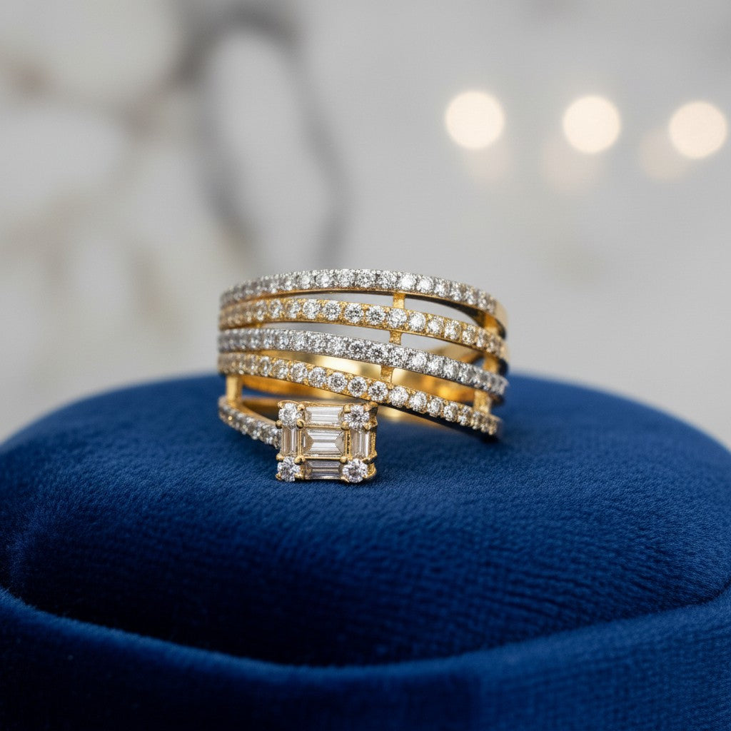 421147 Cz Adjustable Ring 2 Tone