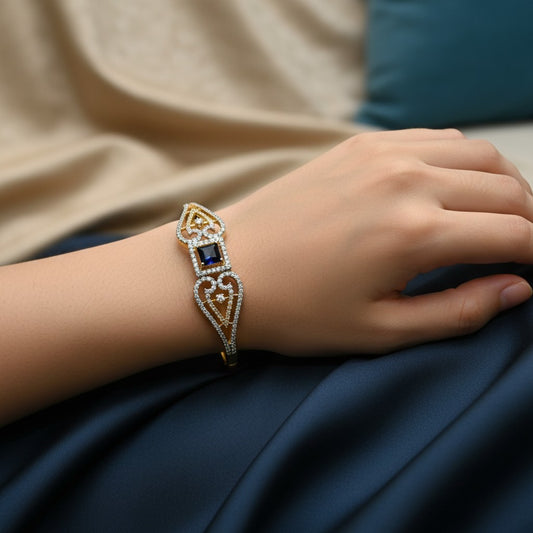 428049 Cubic Zirconia Classic Kada With Gold Plating-Blue