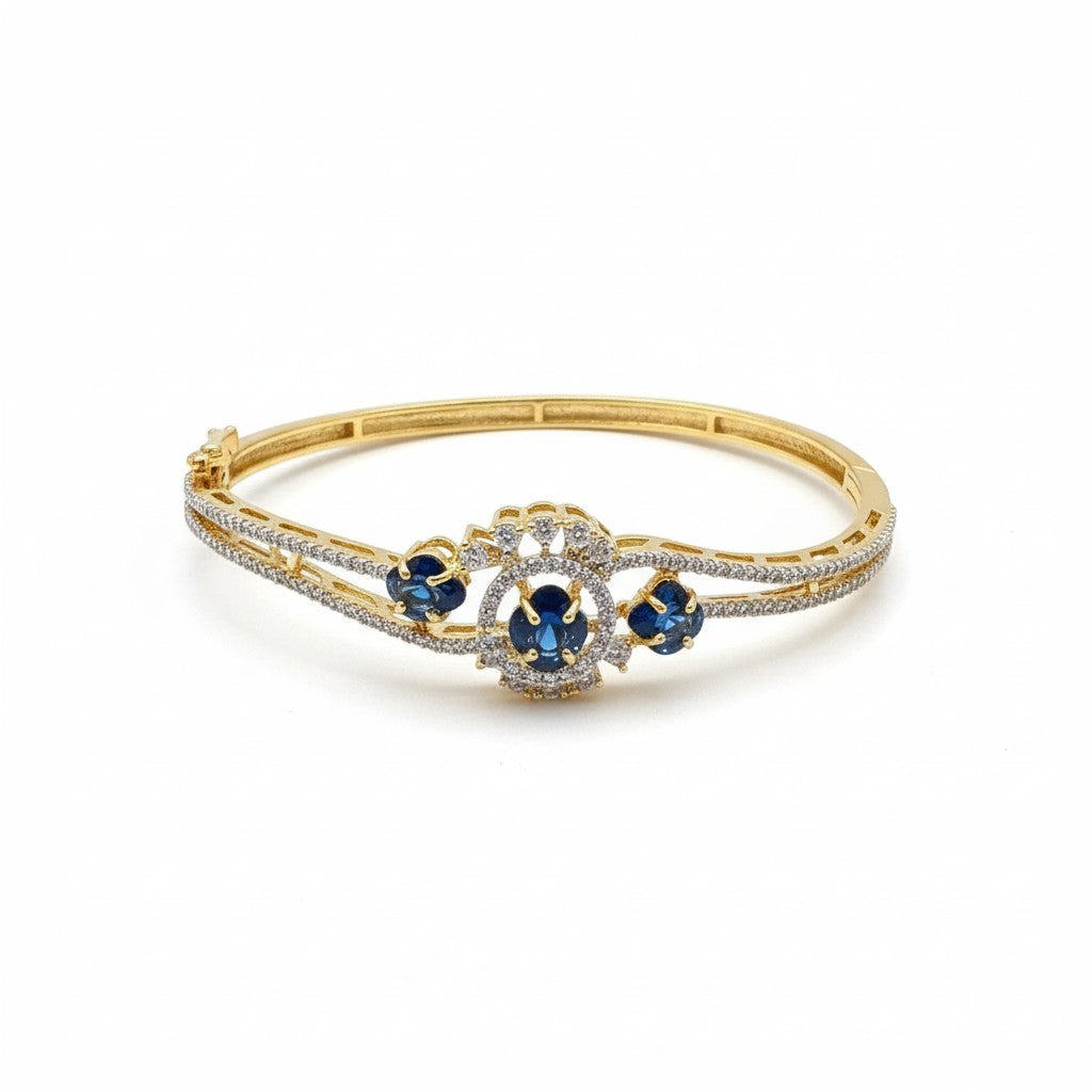 93409-KD Cubic Zirconia Classic Kada With Gold Plating-Blue
