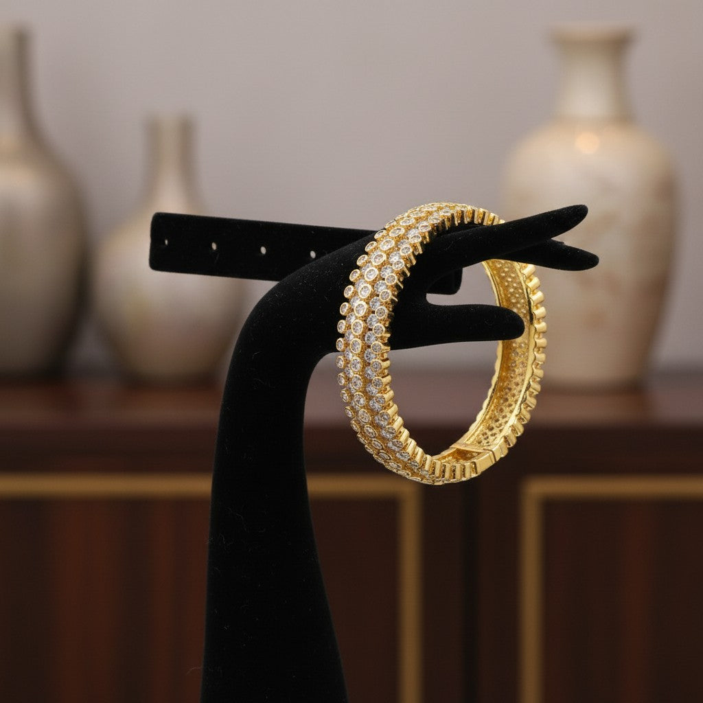 50223 Cubic Zirconia Classic Kada With Gold Plating