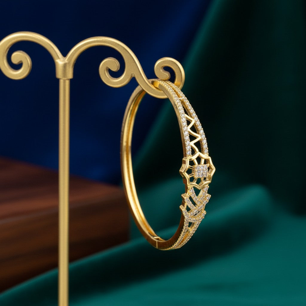 5086 Cubic Zirconia Classic Kada With Gold Plating