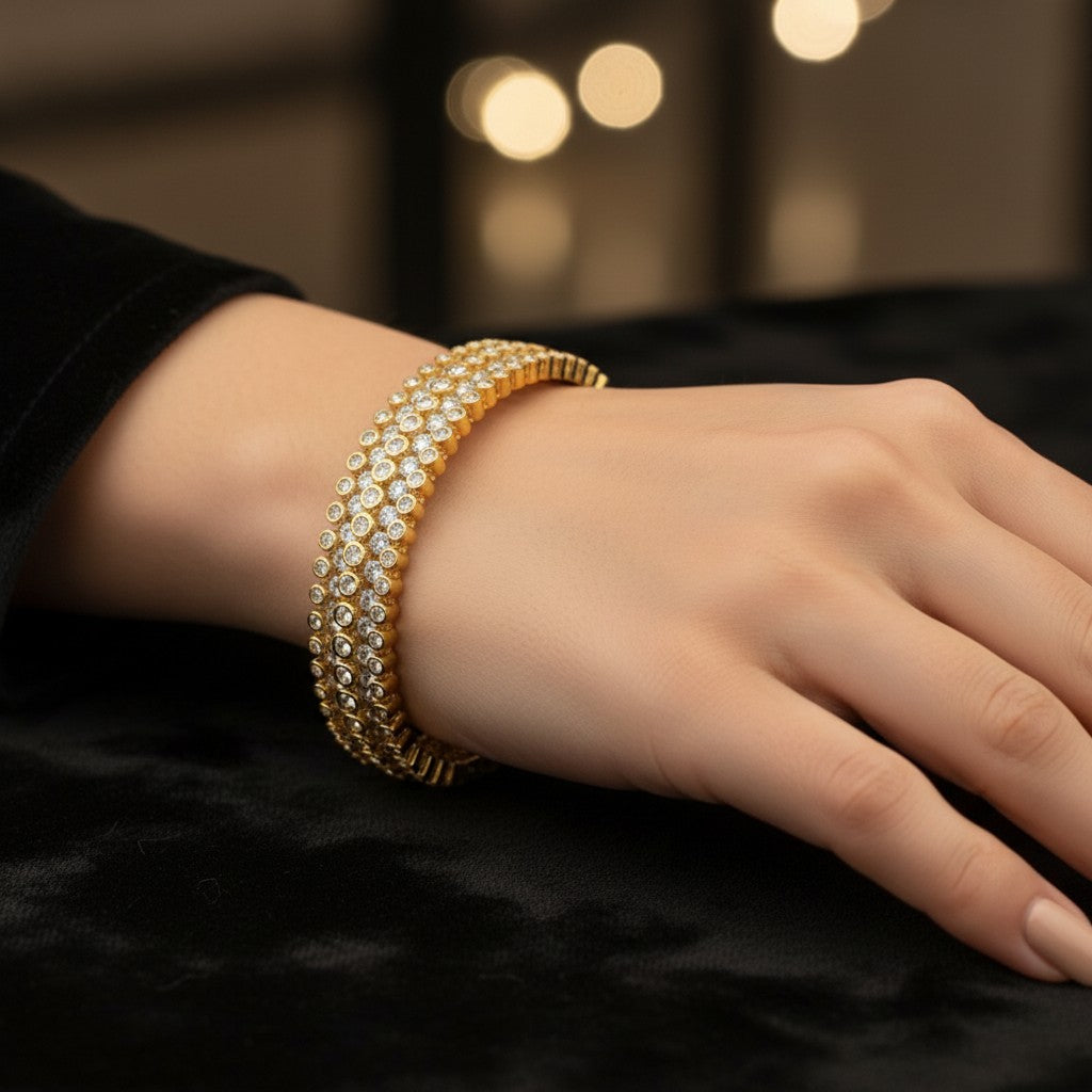 50223 Cubic Zirconia Classic Kada With Gold Plating