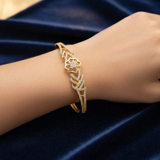 5086 Cubic Zirconia Classic Kada With Gold Plating