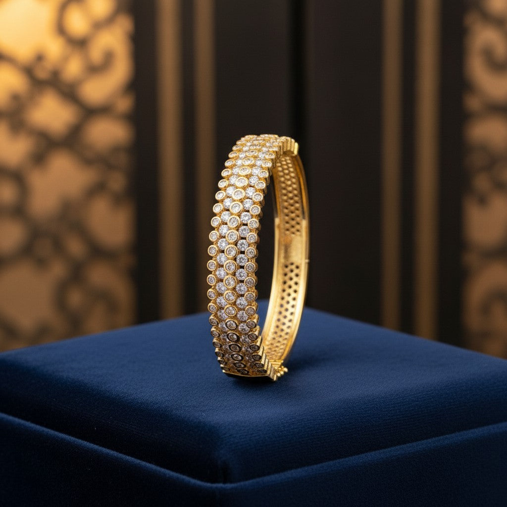 50223 Cubic Zirconia Classic Kada With Gold Plating