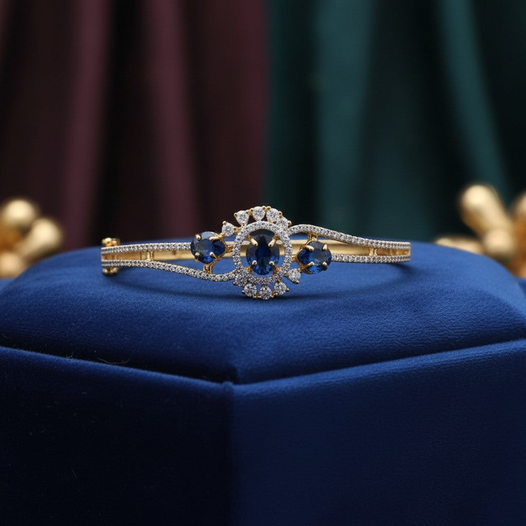 93409-KD Cubic Zirconia Classic Kada With Gold Plating-Blue