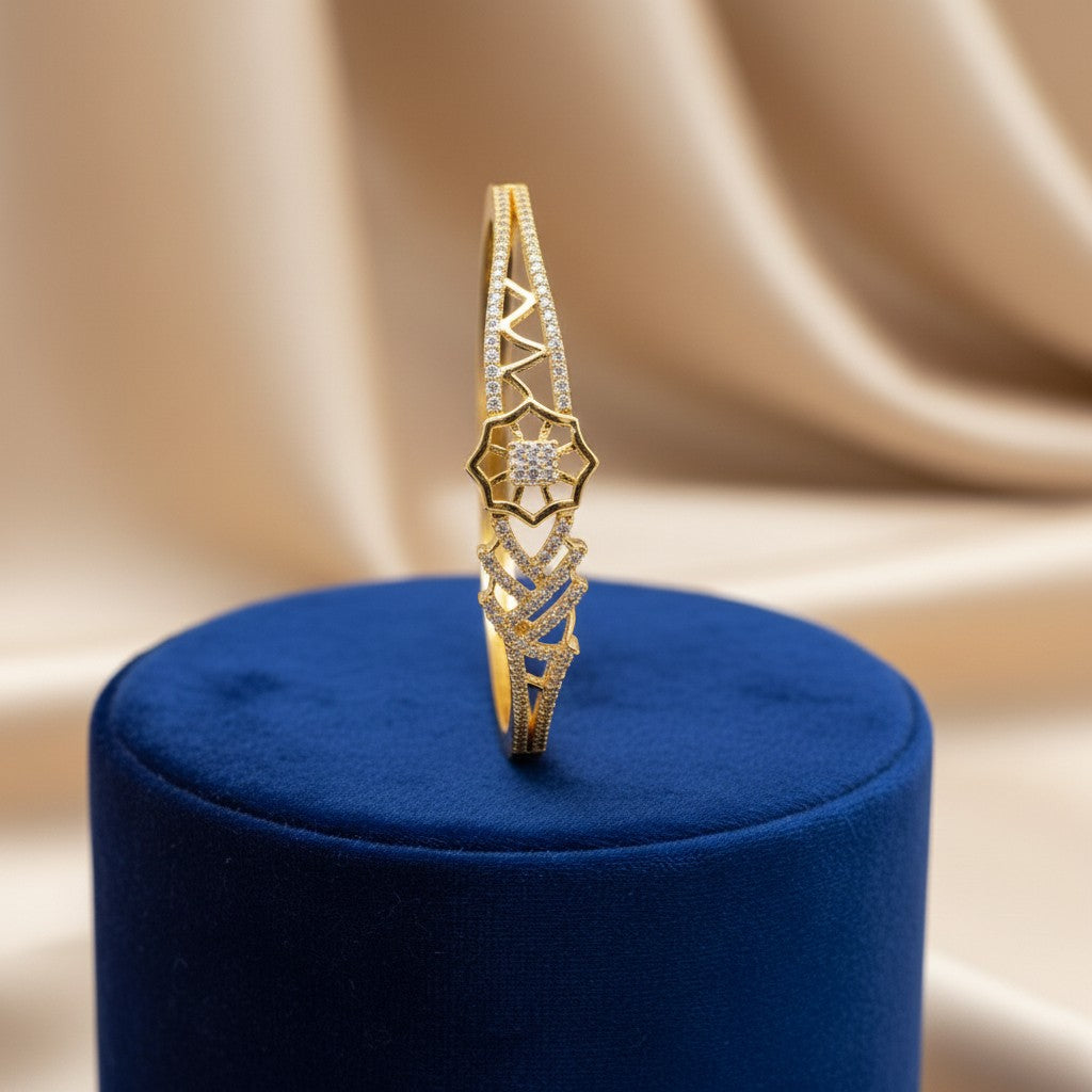 5086 Cubic Zirconia Classic Kada With Gold Plating