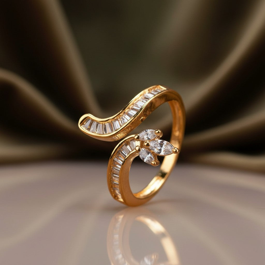 432867 Cz Adjustable Ring 2 Tone