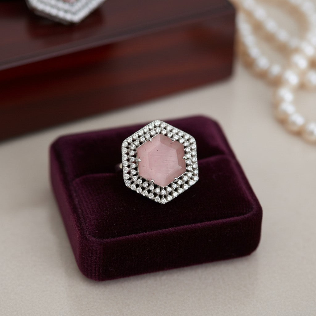 94009-RN Cz Adjustable Ring Pink