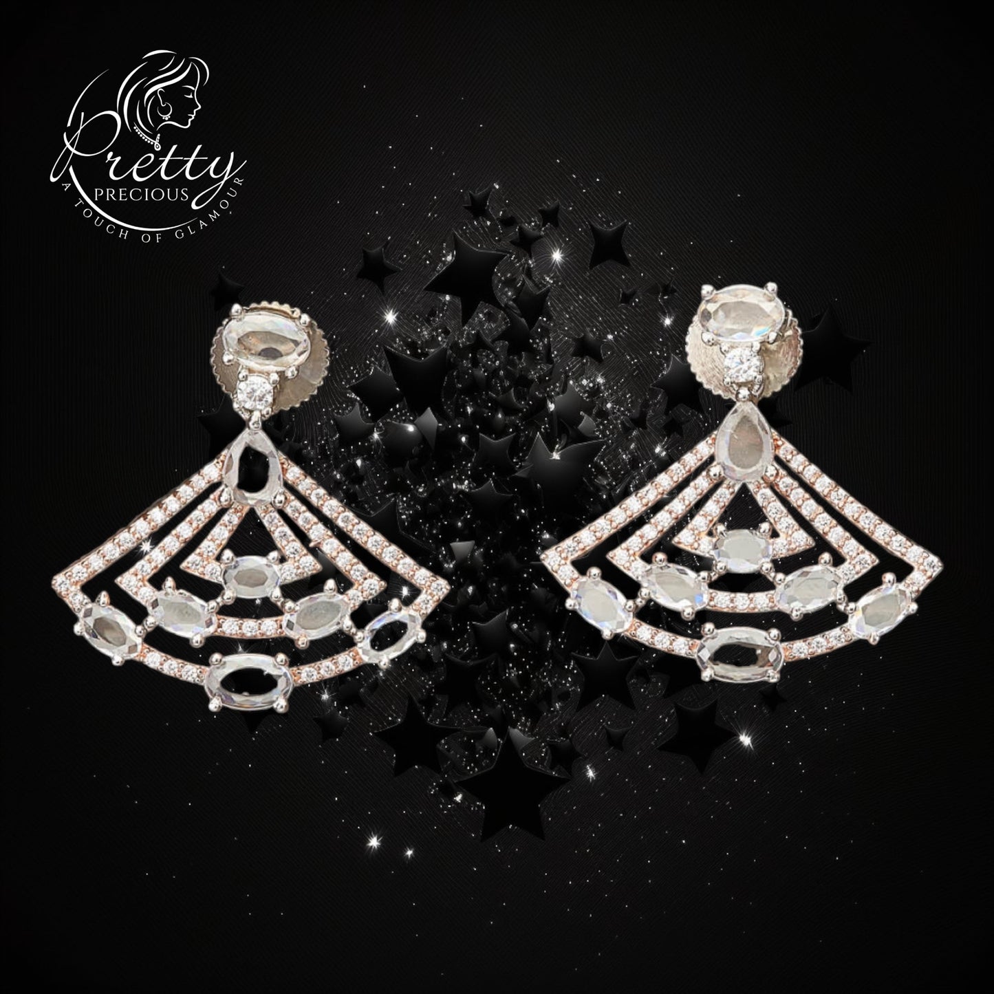 68019 CZ Classic Earring With Rose Gold Plating