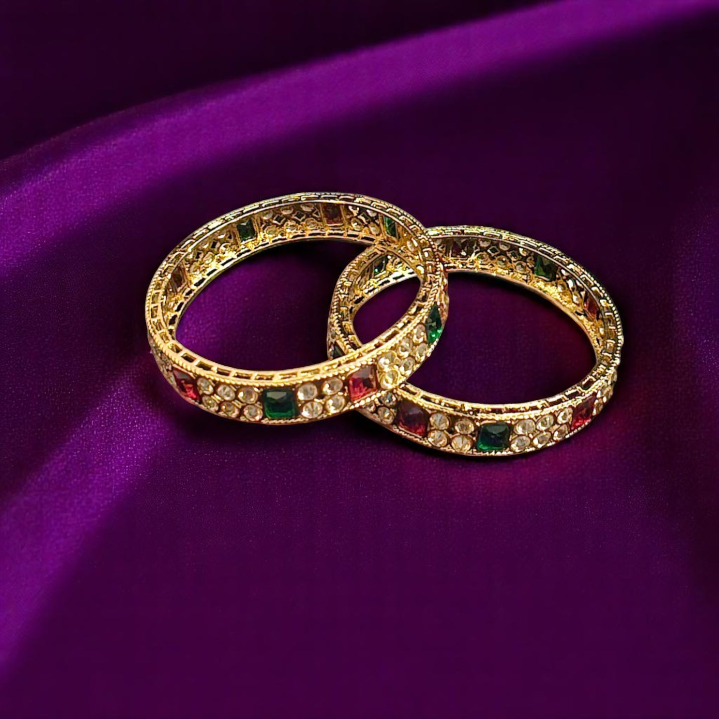 214635 Antique Reverse Ad Bangles With Mehndi Plating-Size 2.4