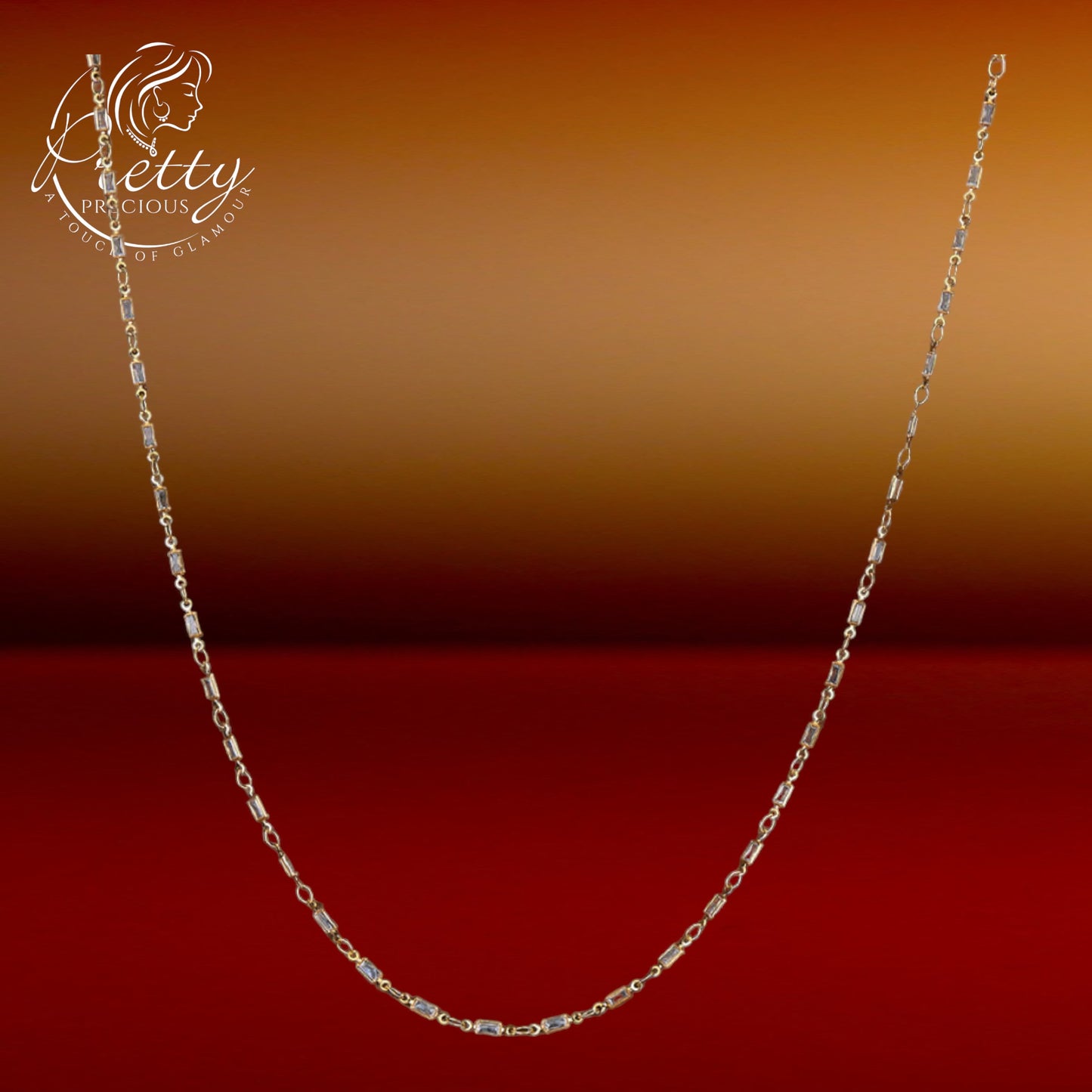 427471 Cubic Zirconia Delicate Chain With Rhodium Gold Plating