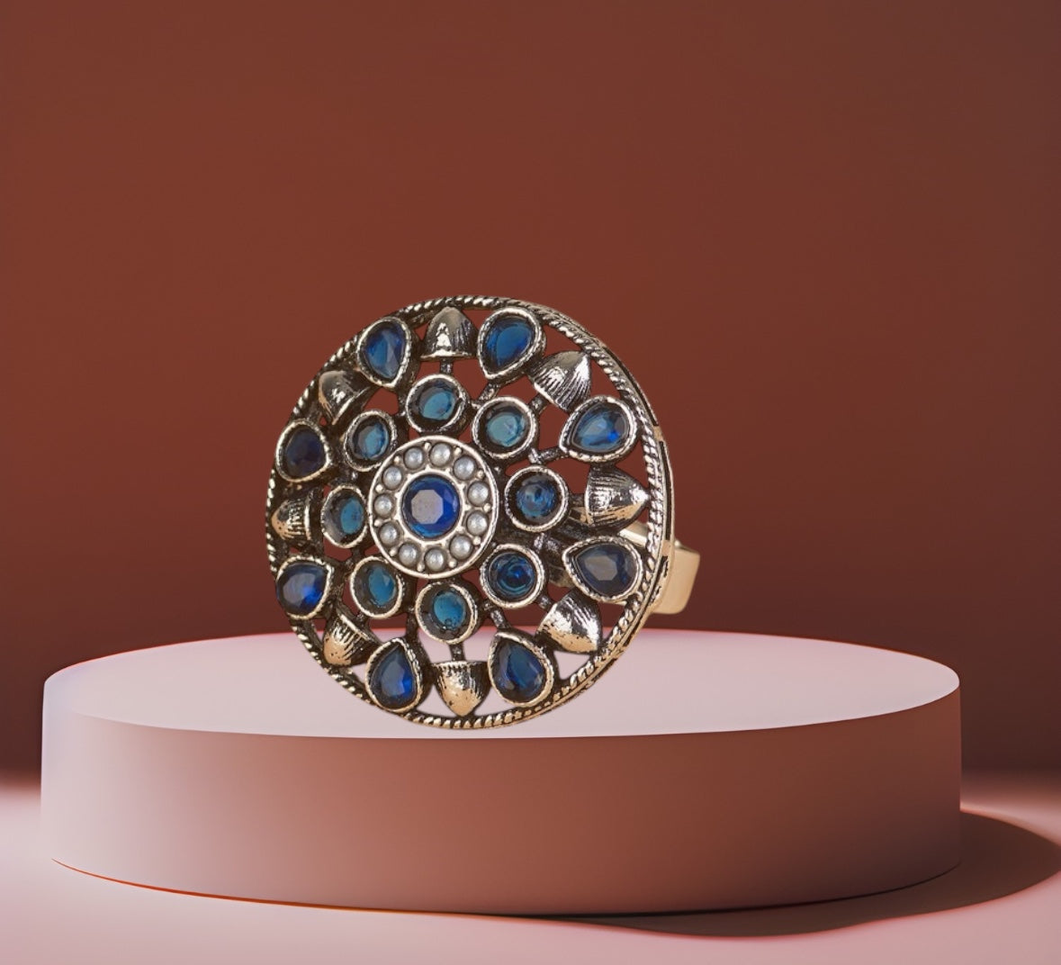 809087 Ring With Oxidised Plating Blue