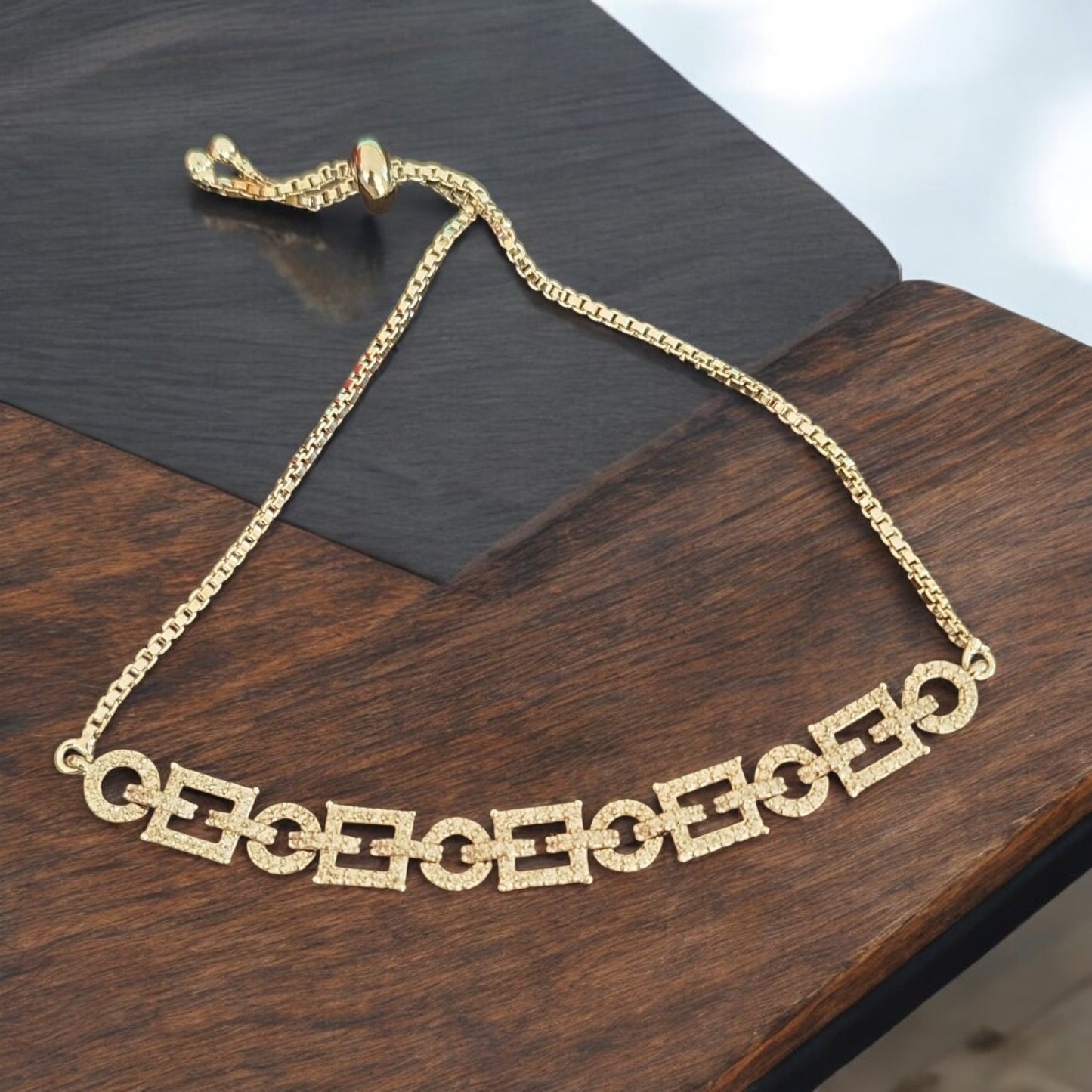 92759-BR Adjustable Bracelet With Rhodium Plating