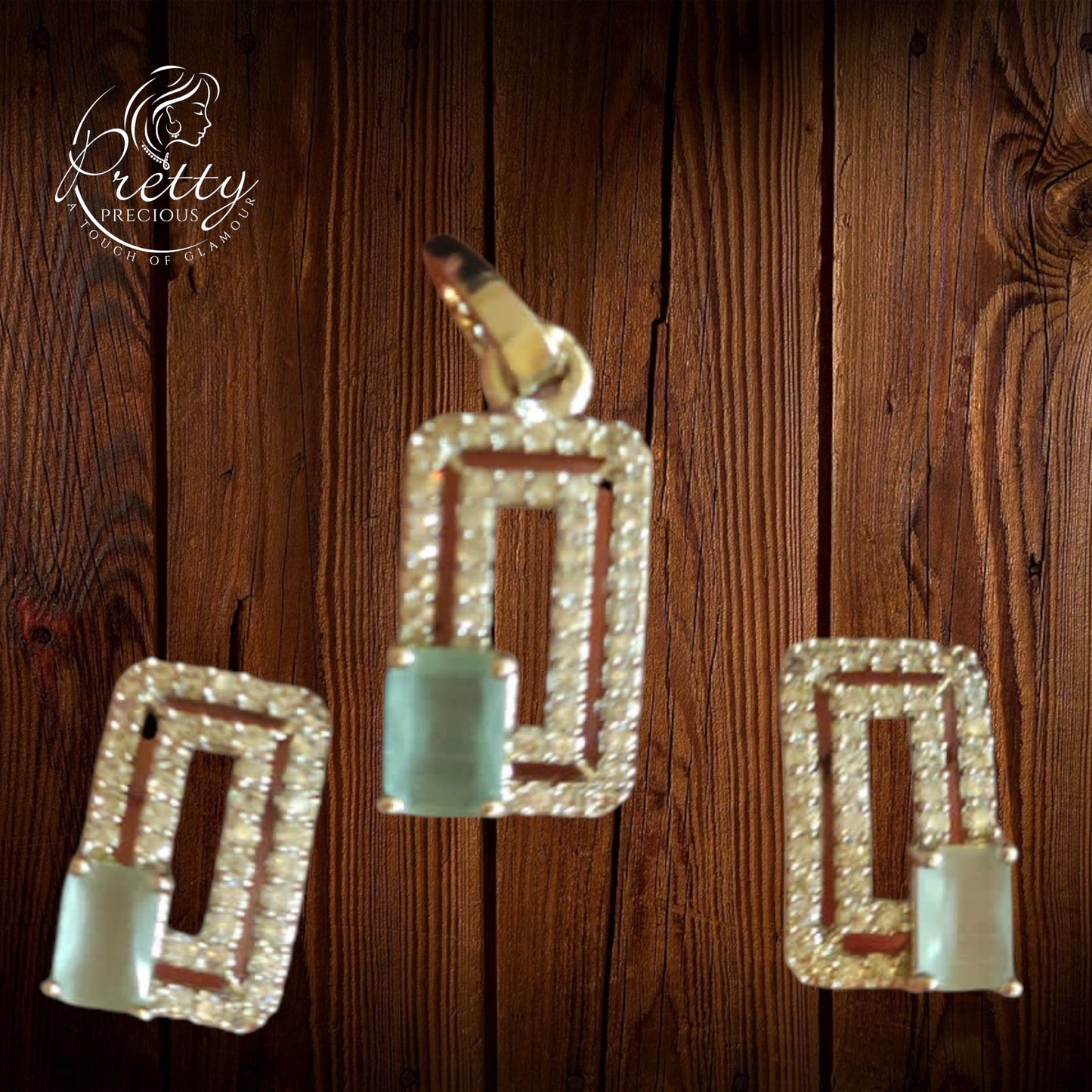 425942 Cz Delicate Pendant Set With 2 Tone Plating