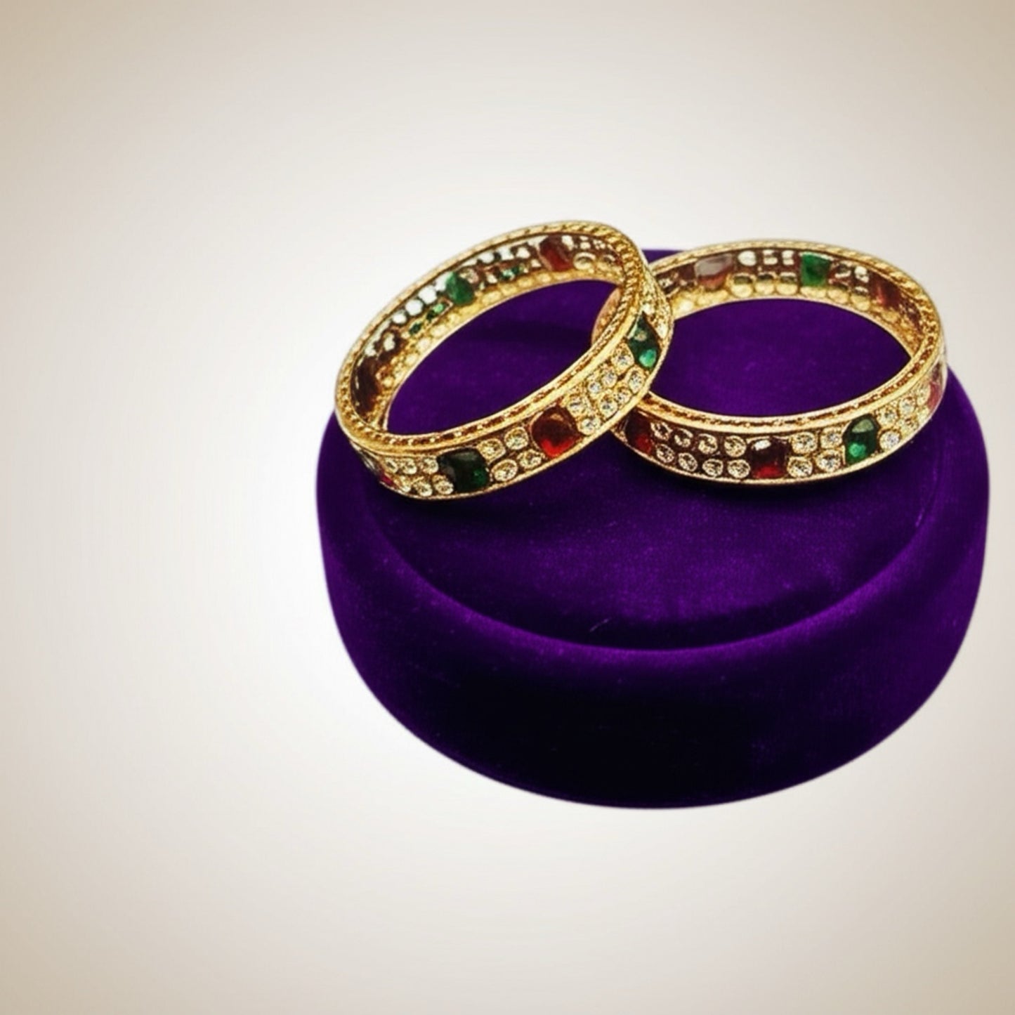 214635 Antique Reverse Ad Bangles With Mehndi Plating-Size 2.4