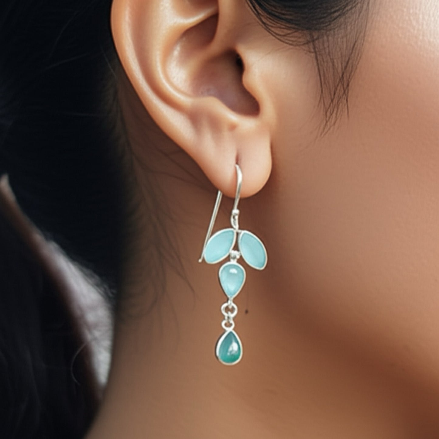 91999-ERO Pretty Precious Fashion Oxidised Silver Stylish Party Wear Earrings for Women and Girls-Mint