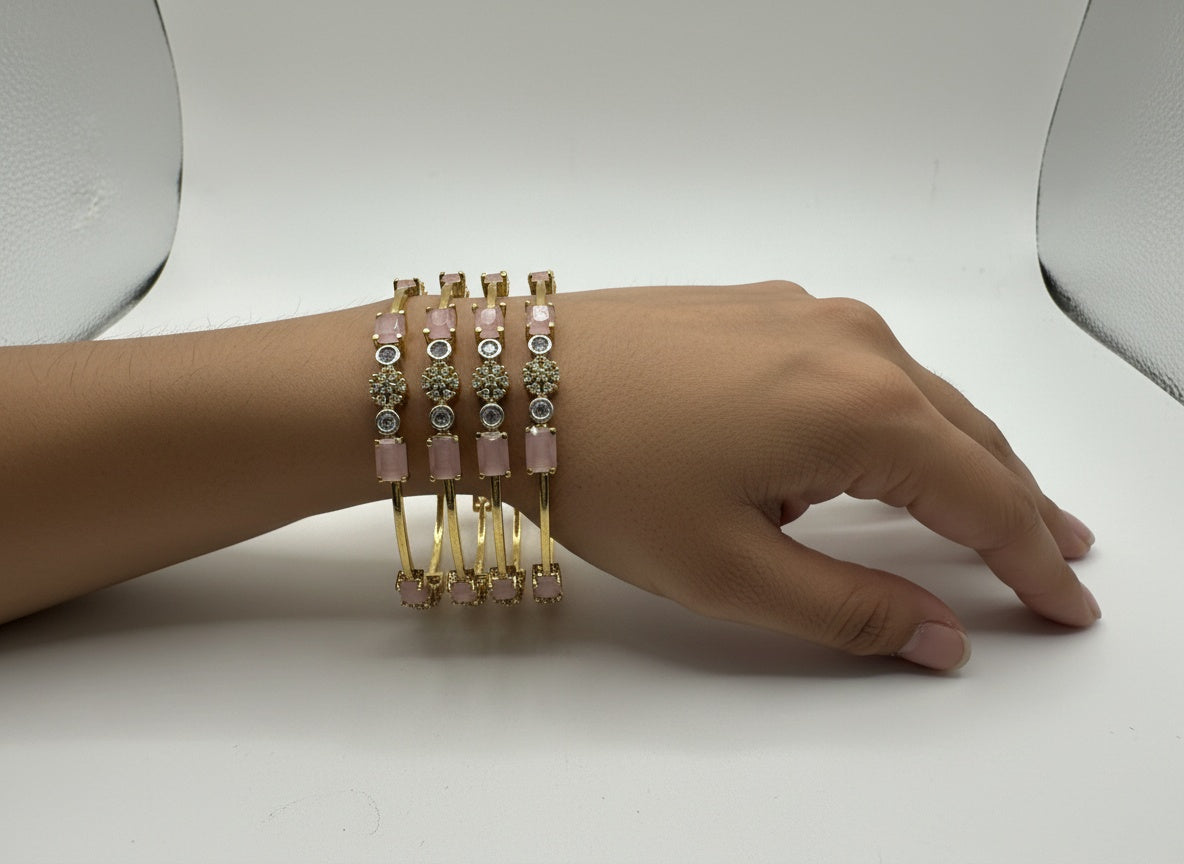 1012 Cz Classic Bangles-Size 2.8-Pink