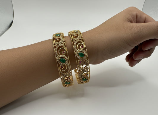 1011 Cz Classic Bangles-Size 2.6- Ruby Green