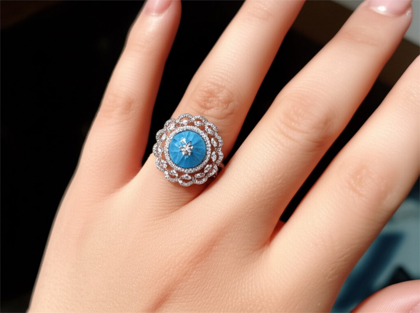 424424 Cz Adjustable Ring With Rhodium Plating