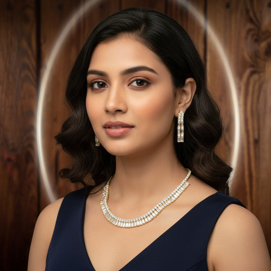 427413 Cz Delicate Necklace With 2 Tone Plating