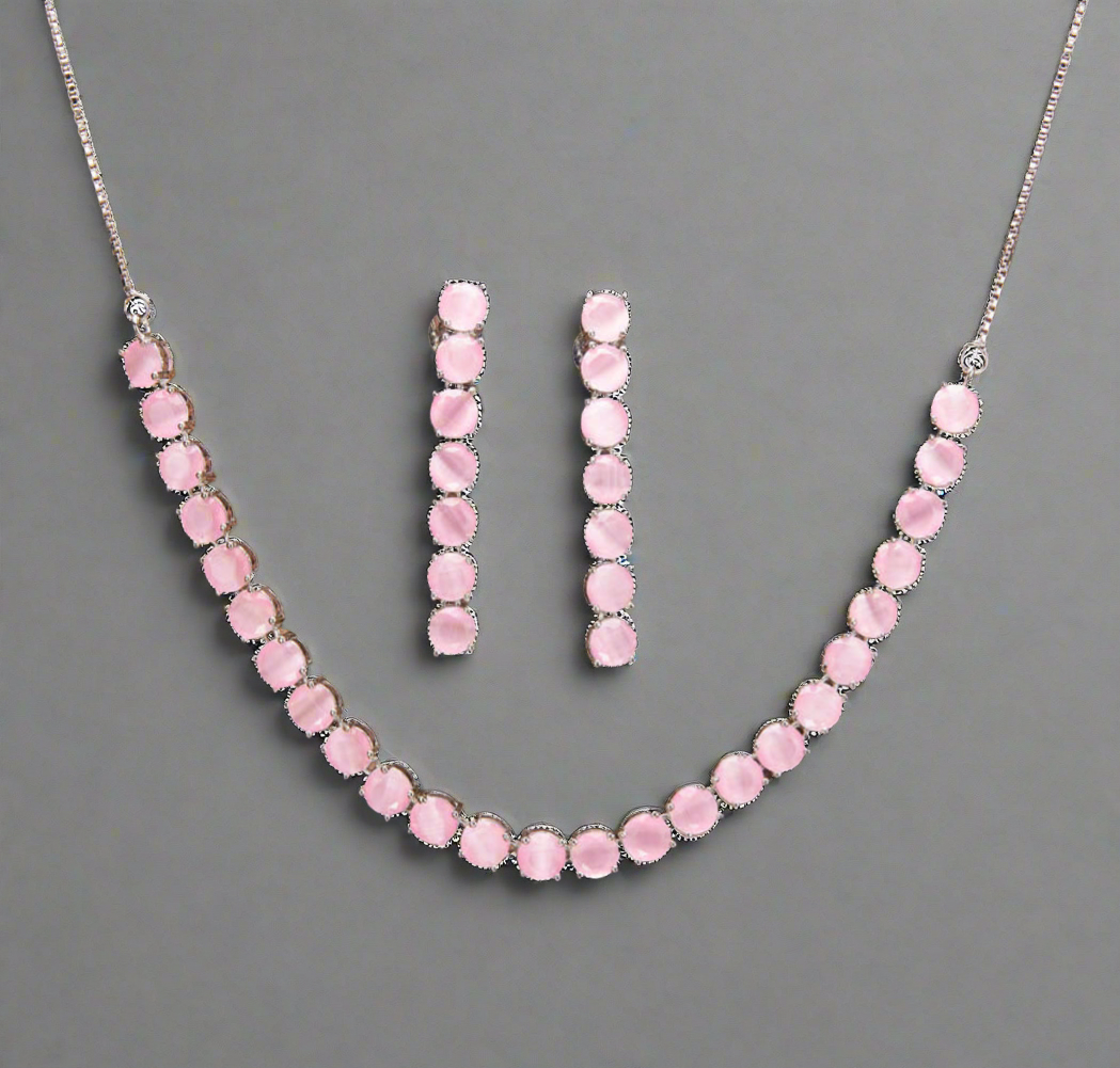 431972 Cz Delicate Necklace Pink