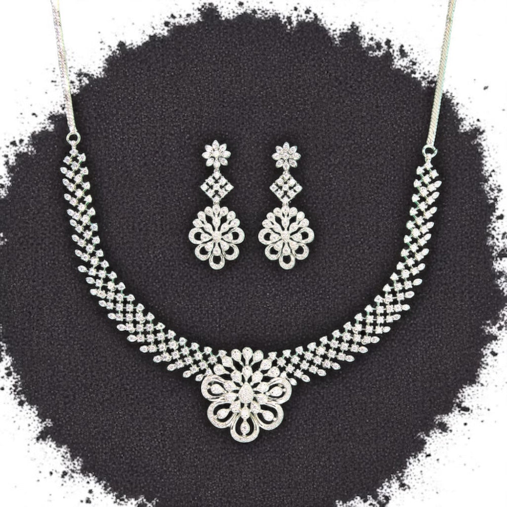 436614 Cz Delicate Necklace Silver