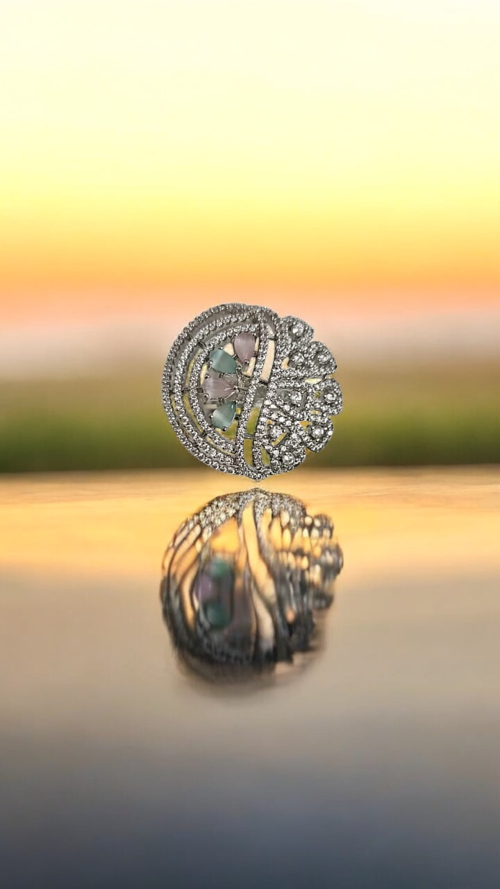 436624  Cz Adjustable Ring Multicolor