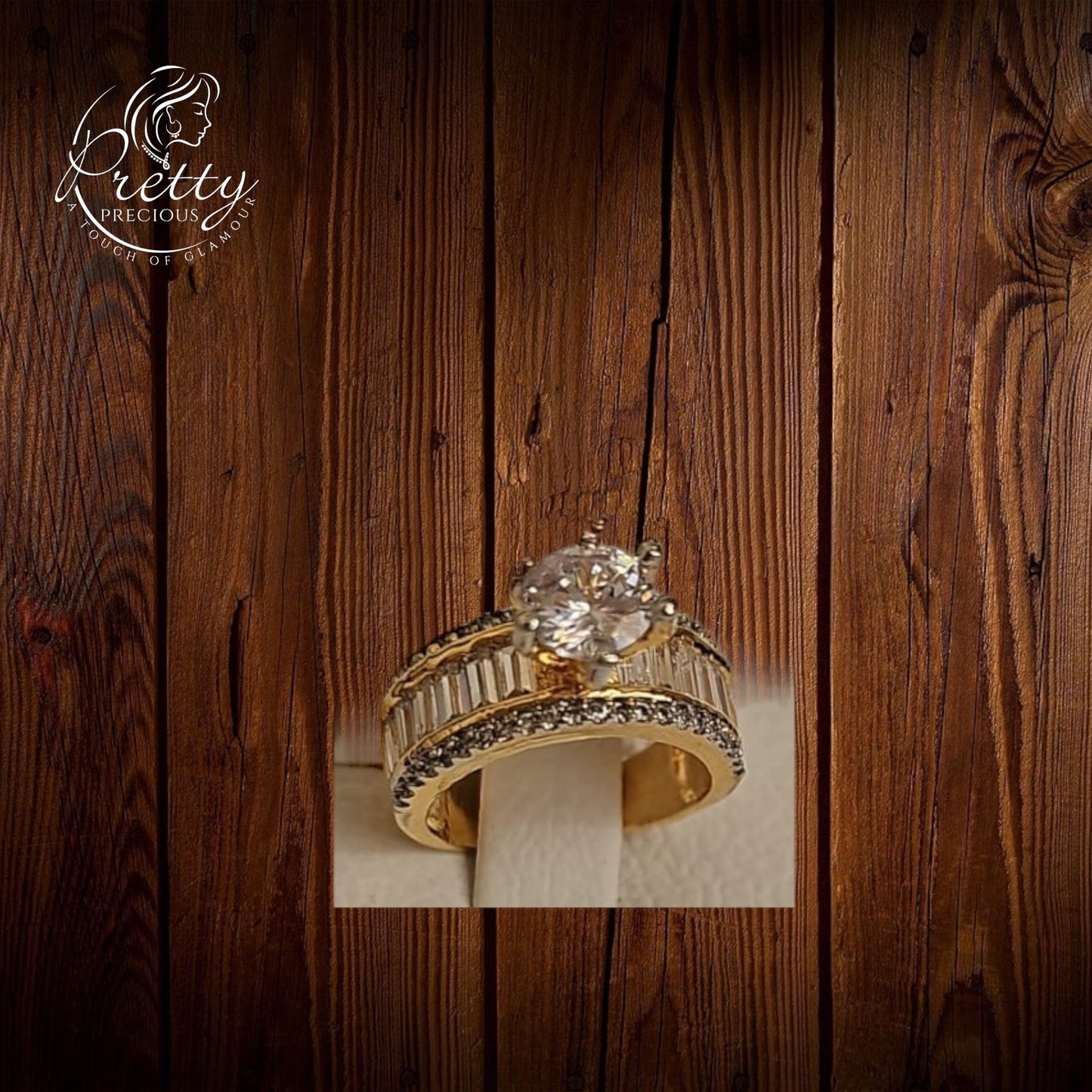 91609-RN Cz Adjustable Ring 2 Tone