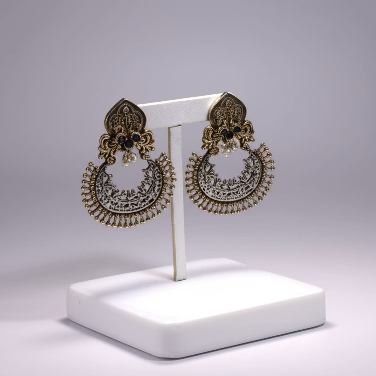 808654 Pretty Precious Fashion Oxidised Silver Stylish Party Wear Earrings for Women and Girls