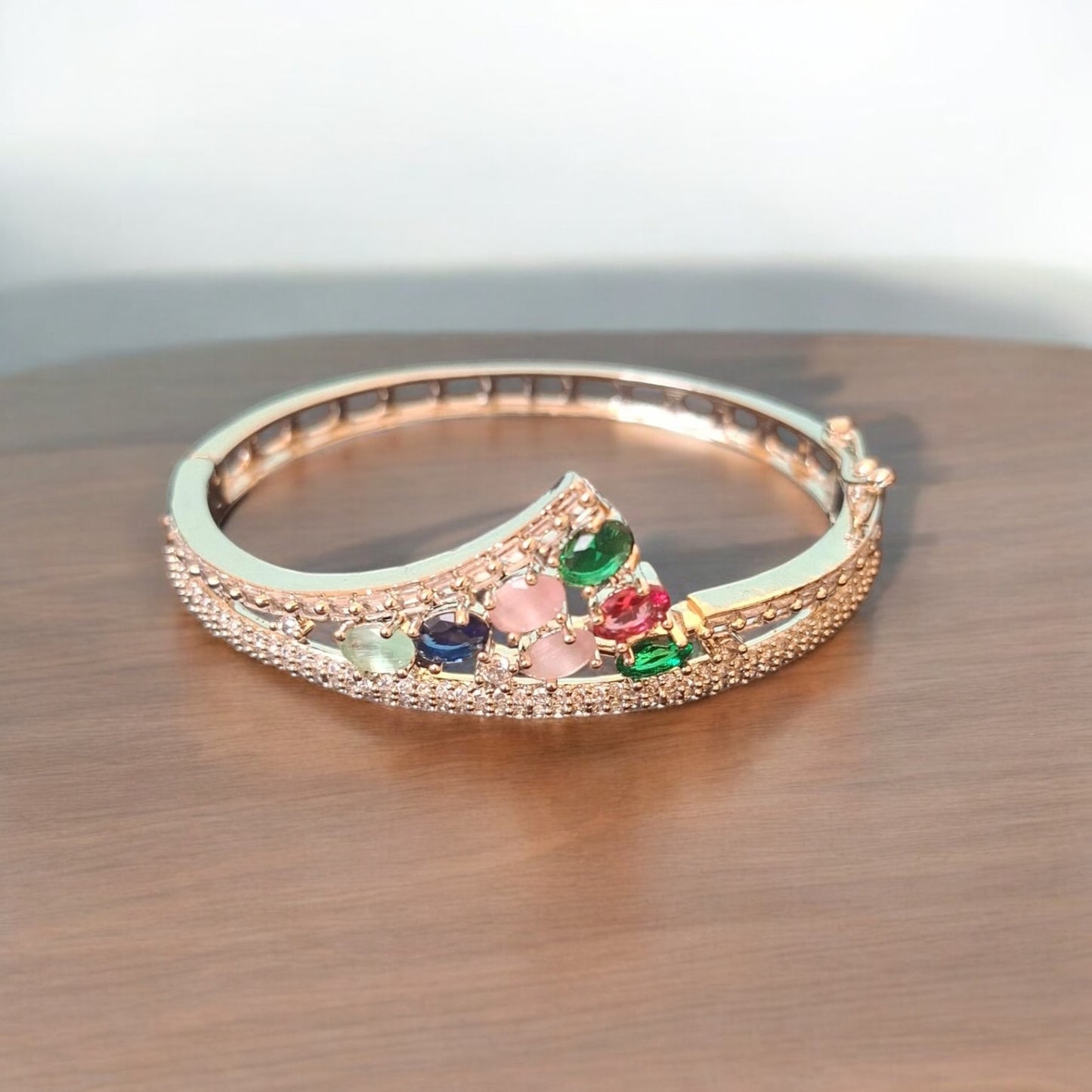 92109-KD Cubic Zirconia Classic Kada With Rhodium Plating-Multi