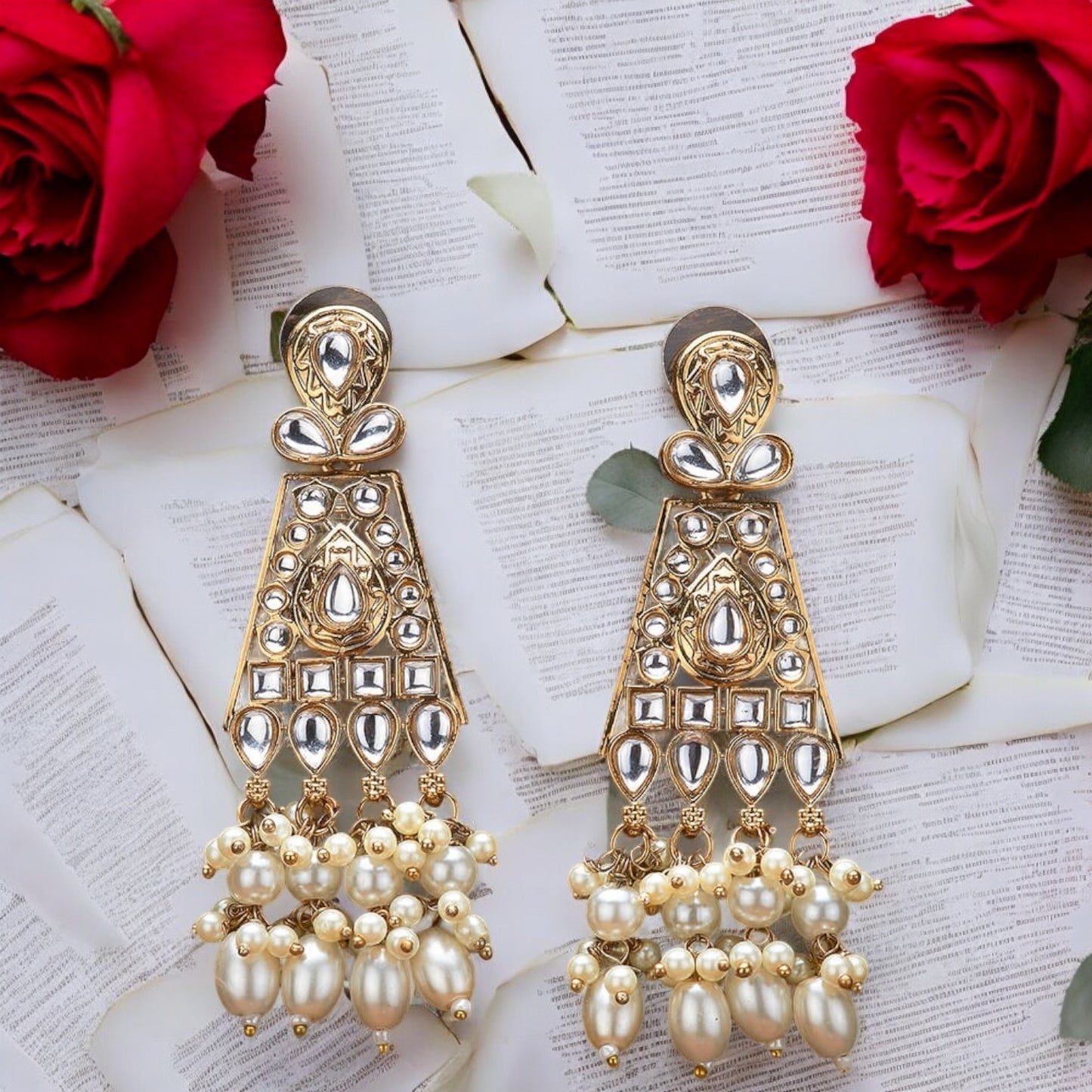 111258-Indo Western (Kundan) Earring-Pearl