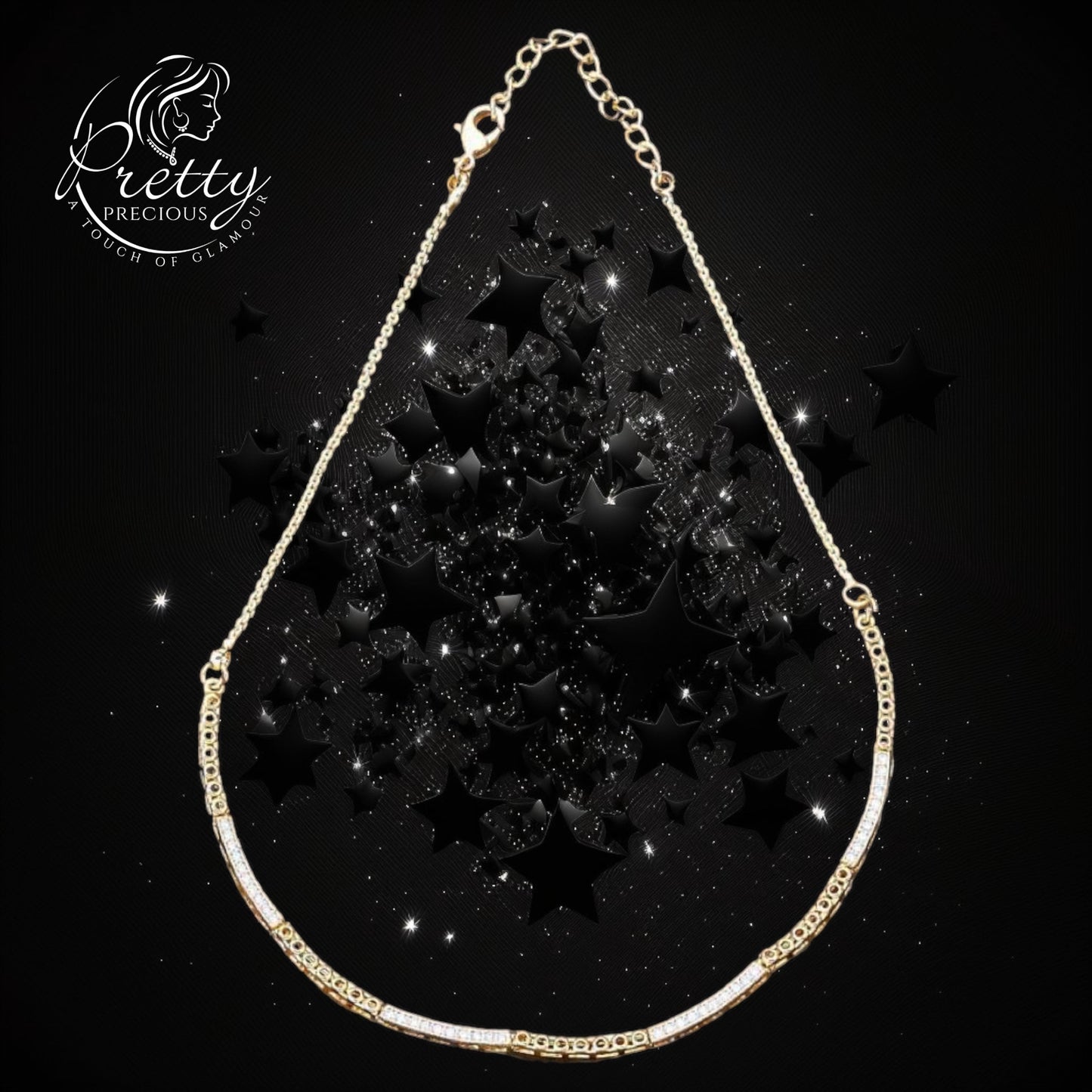 57976 CZ Delicate Chain With 2 Tone Plating