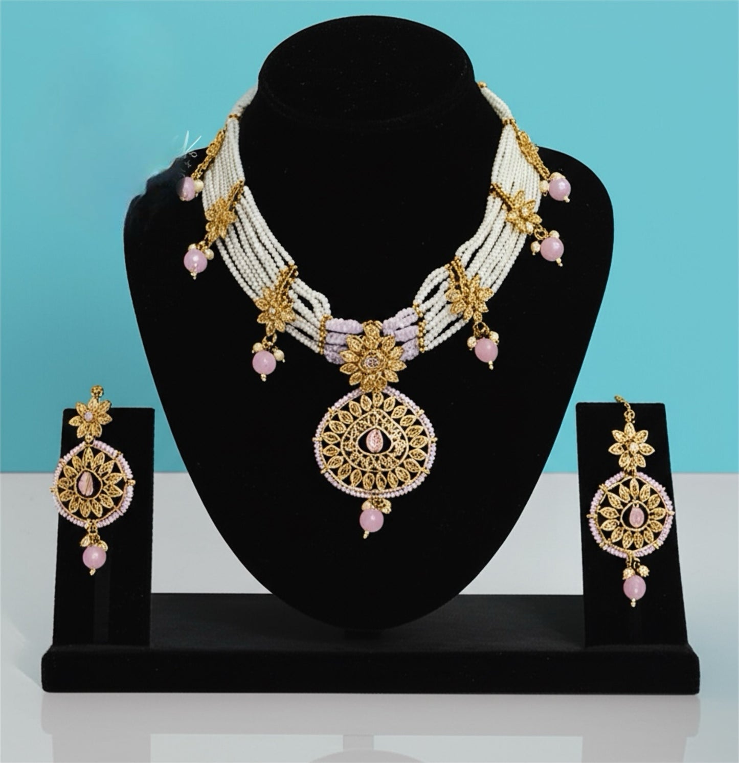 910759-NS Cz Delicate Necklace Pink