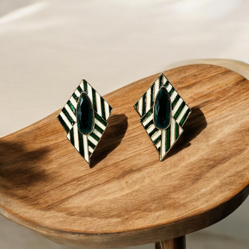 111616-Indo Western (Kundan) Earring-Green