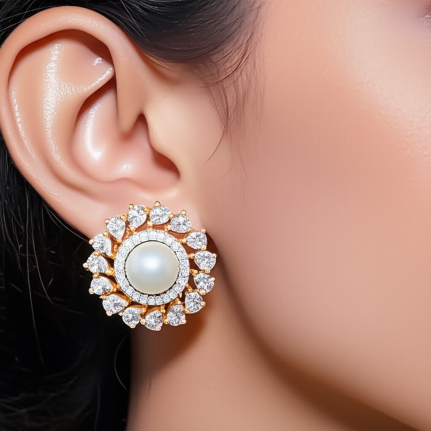 92409-ER CZ Earring With Gold/Rhodium Plating
