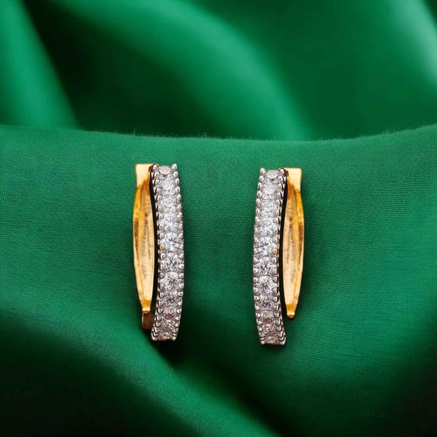 421023 Cz Delicate Earring With 2 Tone Plating