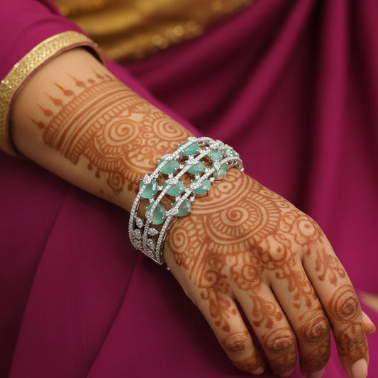 439594 Cz Openable Kada With Rhodium Plating-Mint