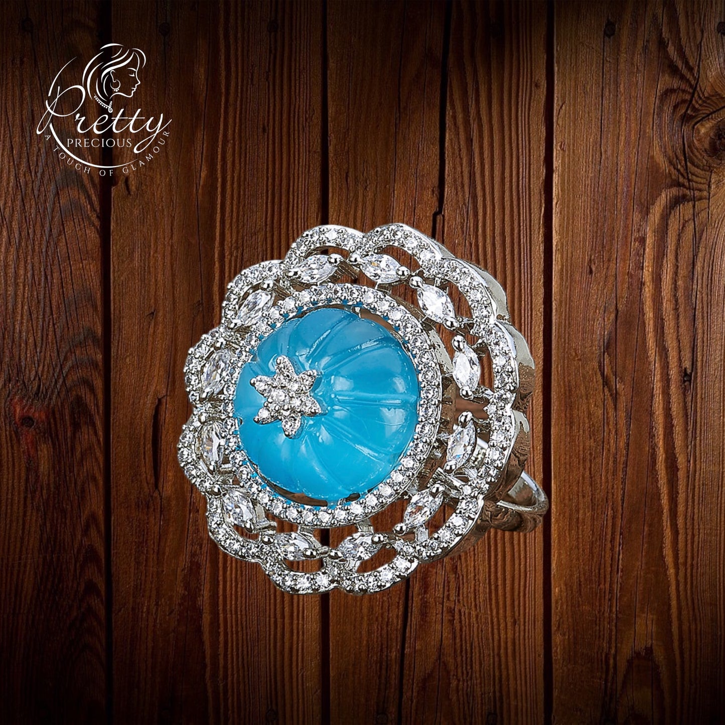 424424 Cz Adjustable Ring With Rhodium Plating