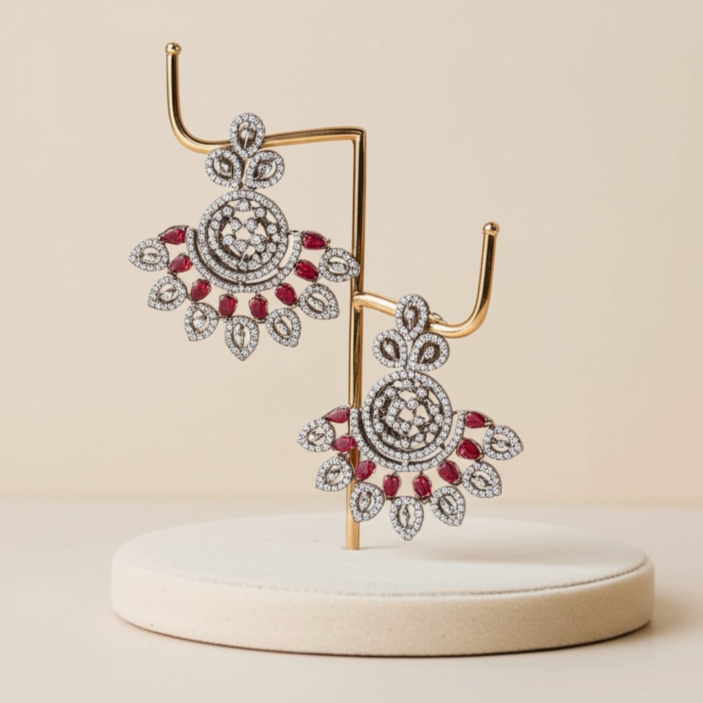 420228-R Earring With Rhodium Plating-Ruby