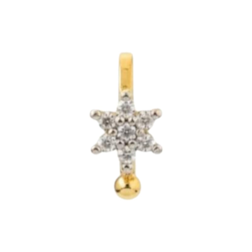 Pretty Precious American Diamond Nose Ring for Women & Girls | Rhodium/Gold Plated AD Nose Pin | Elegant Crystal Stud Nose Jewelry | Lightweight Traditional & Party Wear Nath