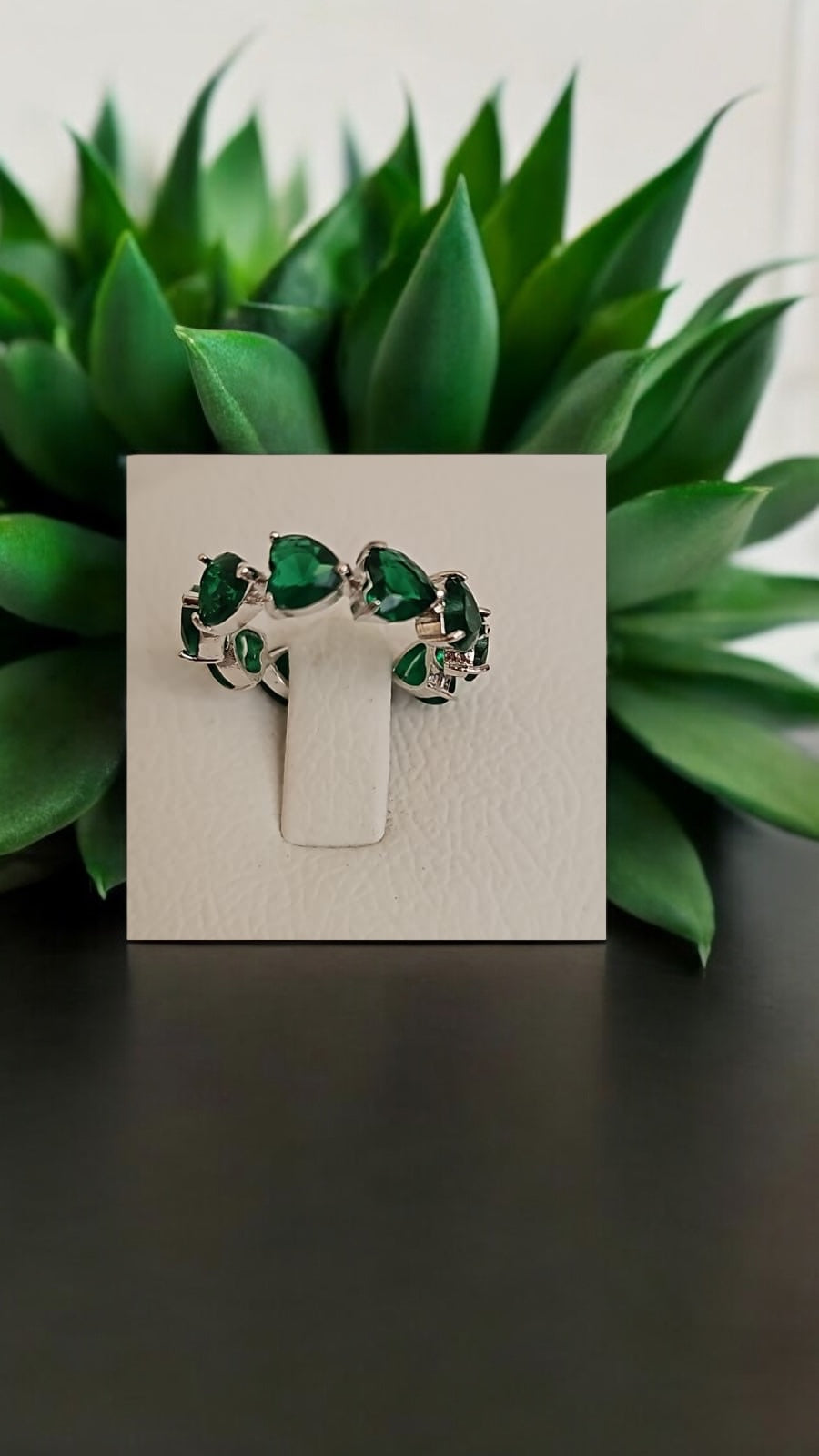 92109-RN Cz Adjustable Ring Green