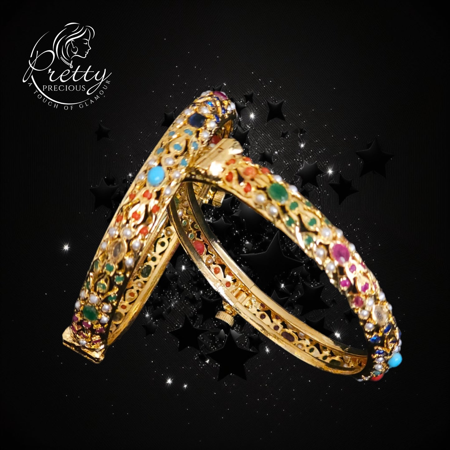 MJ-K-920009- Jadau Classic Bangles With 1 gm 24K Gold Plating