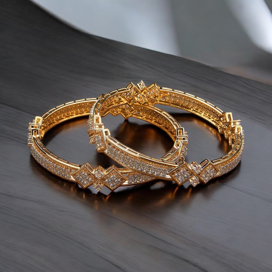 432785 Cz Bangles With Gold Plating-Size 2.6