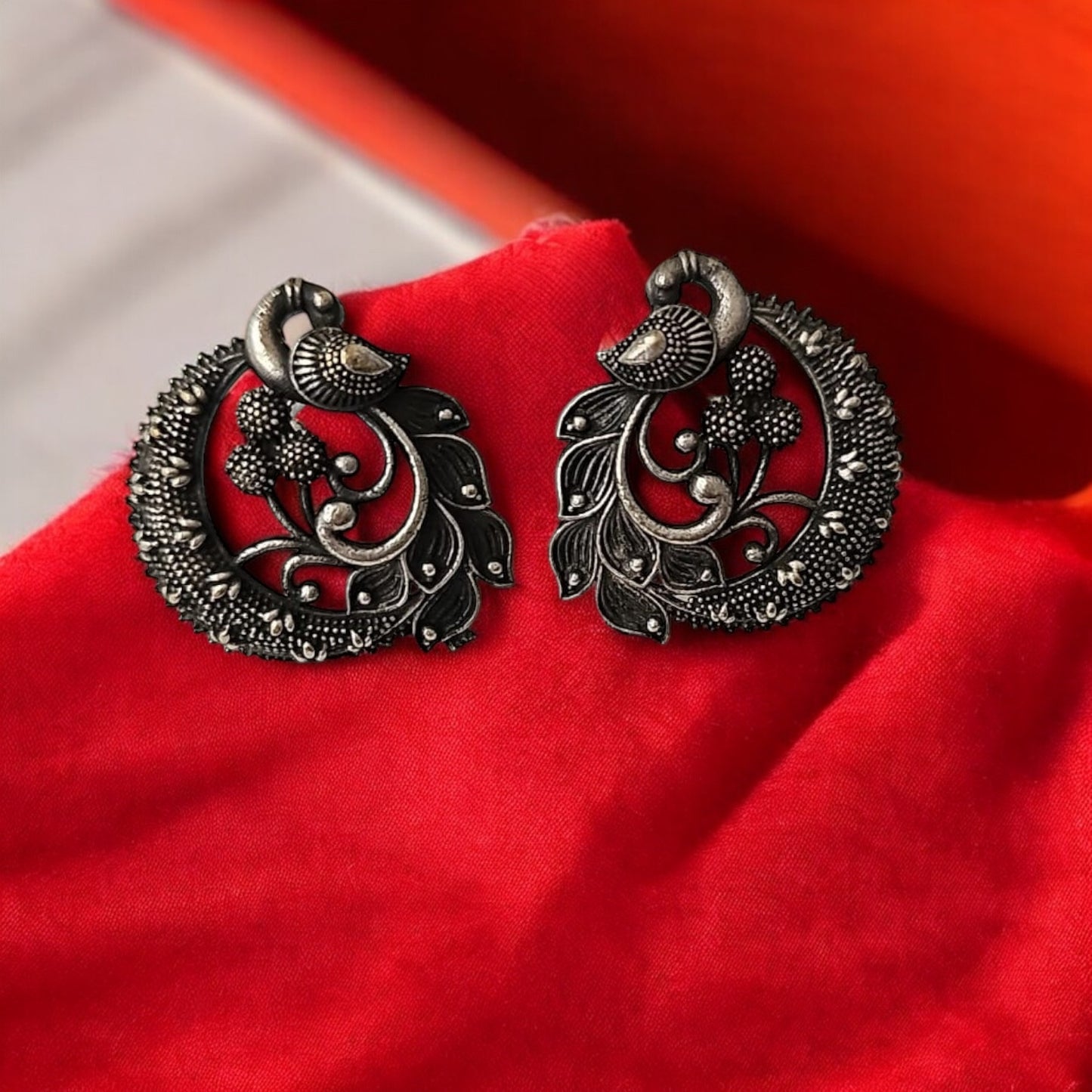 924371 Pretty Precious Fashion Oxidised Silver Stylish Party Wear Earrings for Women and Girls