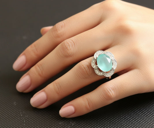 438192 Cz Classic Ring With Rhodium Plating-Mint